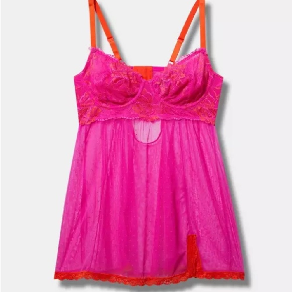 🍊NWT Lace Underwire Point D'Esprit Babydoll - 0X